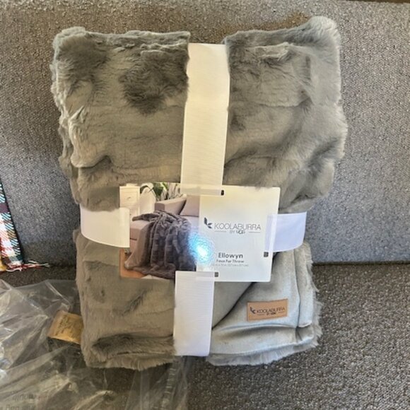 Koolaburra by UGG Ellowyn Faux Fur Reversible Design Wild Dove Throw - Picture 5 of 9